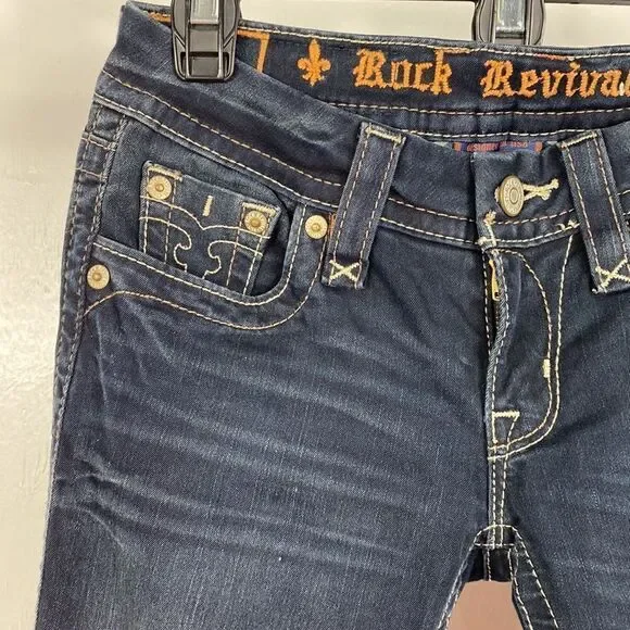 Rock Revival Anabela Dark Wash Low Rise Straight Leg Jeans Size 25 - Picture 2 of 11